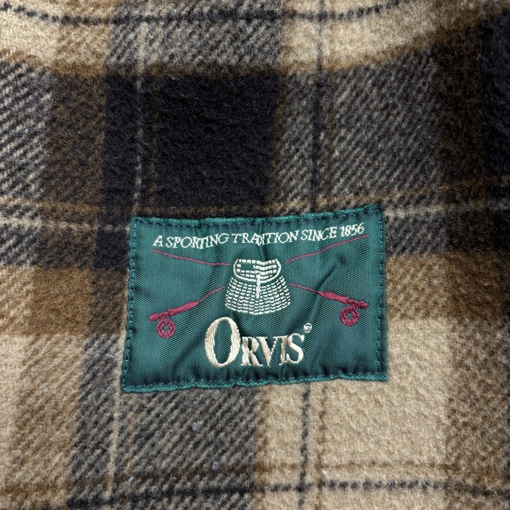Orvis Wool Blend Duffle Toggle Coat Plaid Lined Hooded Made in England Size L - Picture 14 of 15